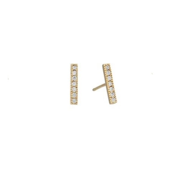 Kendra Scott Austin Pave Bar Stud in Gold and White Crystal - Picture 2 of 2